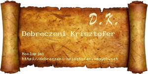 Debreczeni Krisztofer névjegykártya